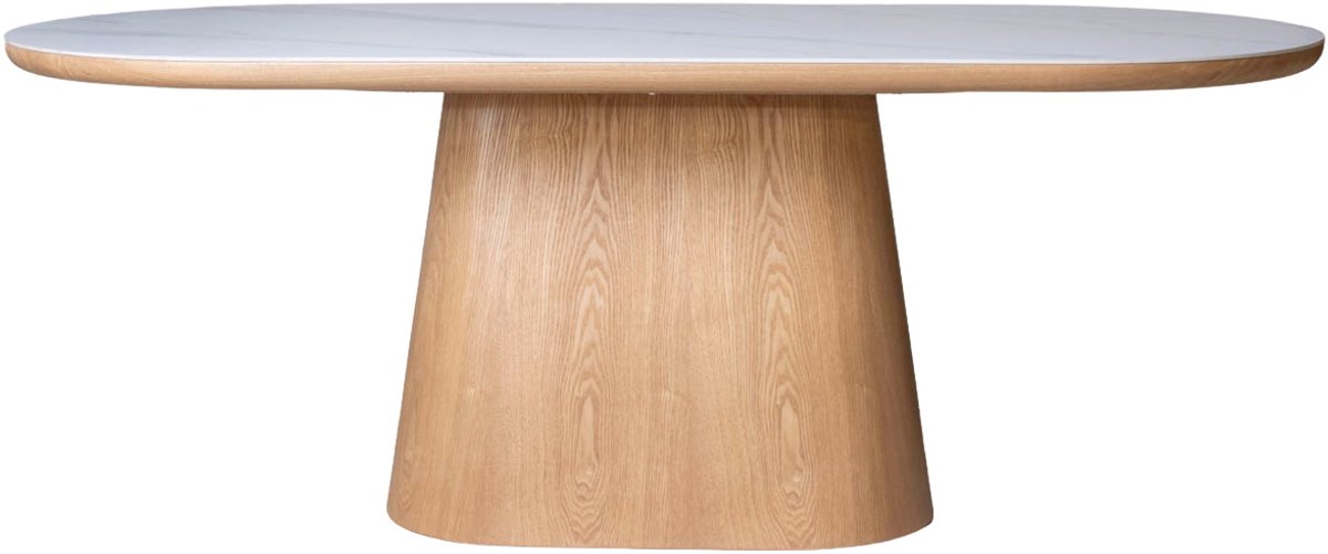 Giga Meubel Eettafel Alba - Wit Keramiek/Naturel - 200x90x77cm