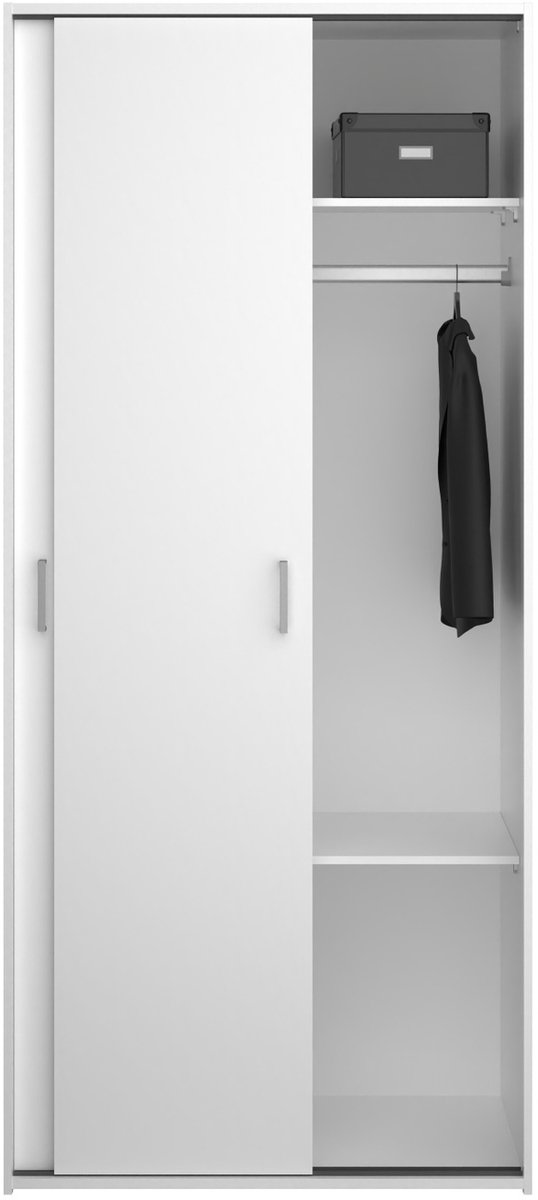 Kledingkast met Schuifdeur Wit - 2-deurs - MDF -78x48x175cm