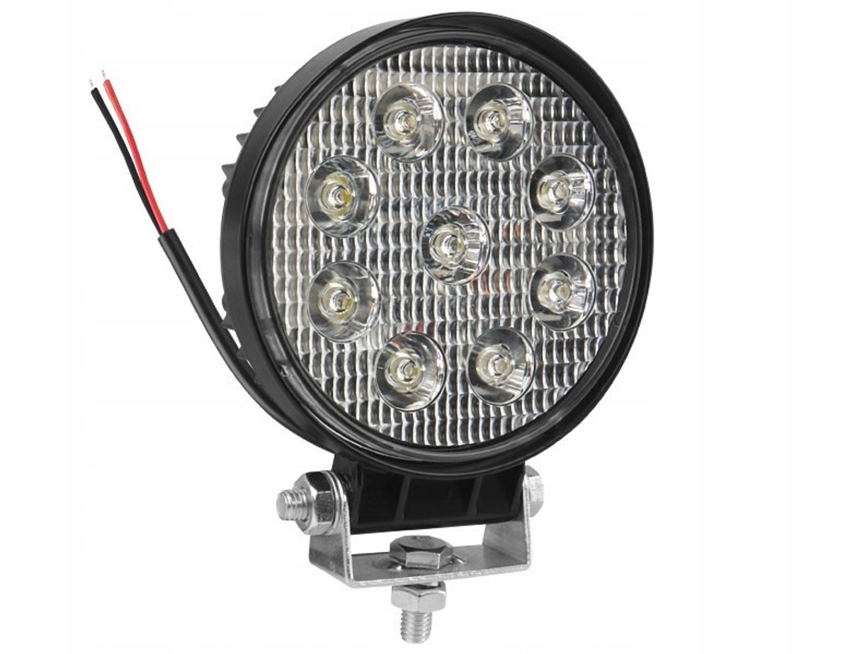 Werkplaatslamp 12/24V, 9x3W CREE LED, Ø 115mm