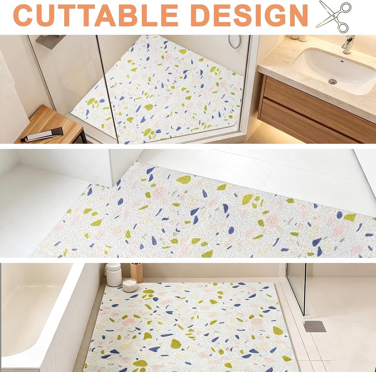 Douchemat antislip 80 x 120 - met afvoergaten - veilig en comfortabel - ideaal voor in de badkamer - ShopVlot