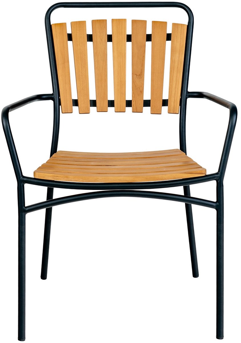 Eetkamerstoel Teakhout - Zwart Frame - Zithoogte 46cm - House Nordic - Set van 4