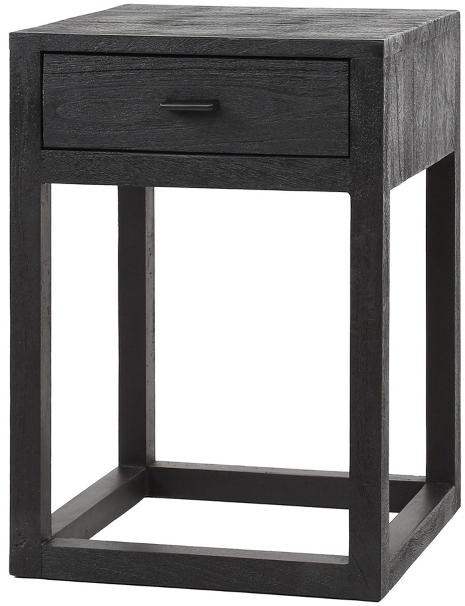 Giga Meubel Nachtkastje Black Square - Zwart Acaciahout - 35x35x50cm