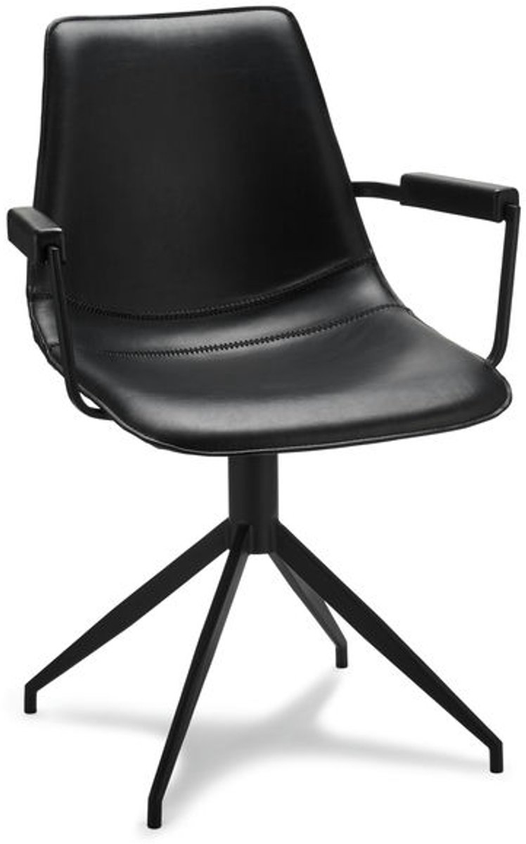 Giga Meubel Eetkamerstoel Isabel - Draaibaar - Zwart PU Leer - Set van 2