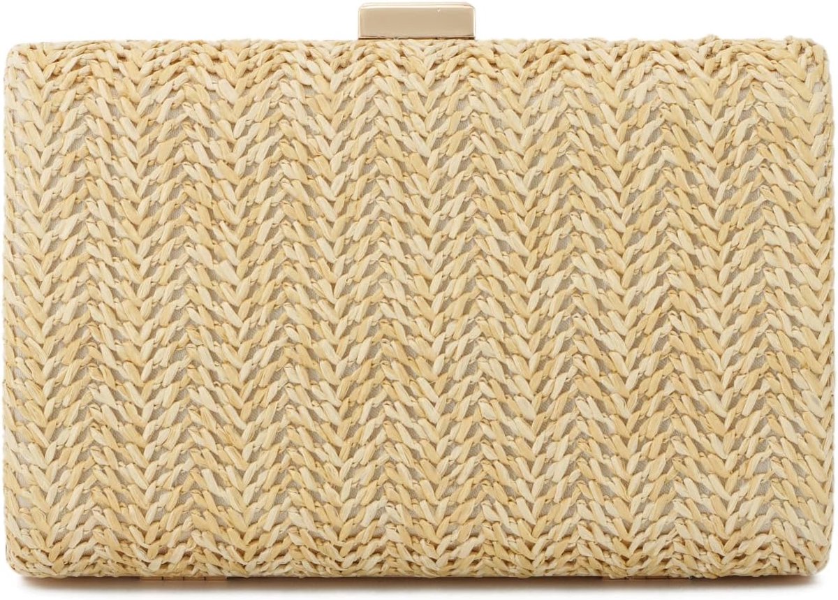 Dames Stro Clutch Klein - Bast Schoudertas - Perfect voor Strand - Elegant voor Avondjes Uit - ShopVlot