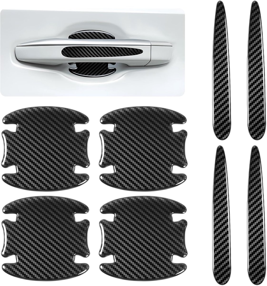 Deurhendel Beschermfolie Set van 8 - Carbon Fiber - Krasbescherming - Duurzaam en slijtvast - ShopVlot