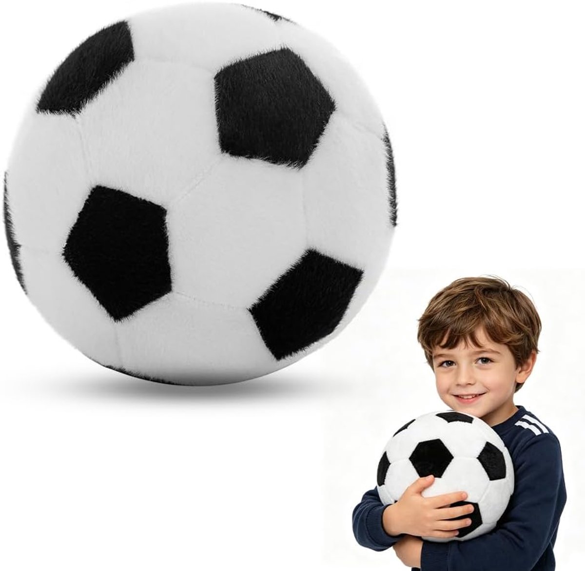Ronde Pluche Voetbal Zitkussen 25cm - Zacht Gevuld - Creatieve Kamerdecoratie - Perfect voor Voetbalfans - ShopVlot