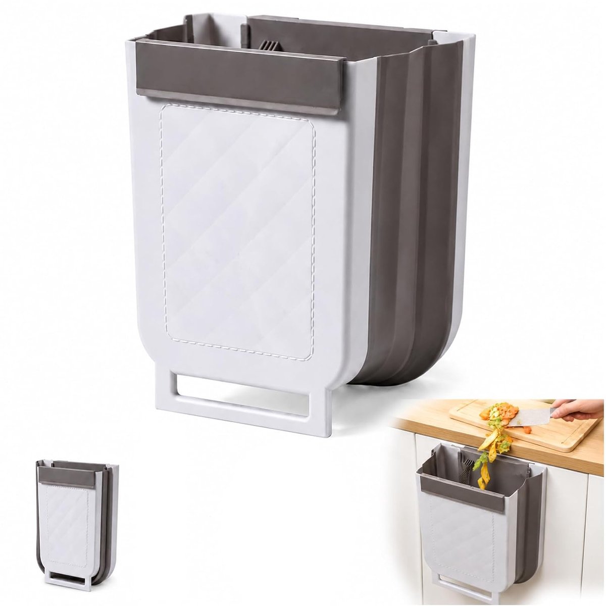 Afneembare Hangende Vuilnisbak - 28,5cm x 18,5cm x 25cm - Opbergcontainer voor Keuken, Badkamer en Auto - ShopVlot