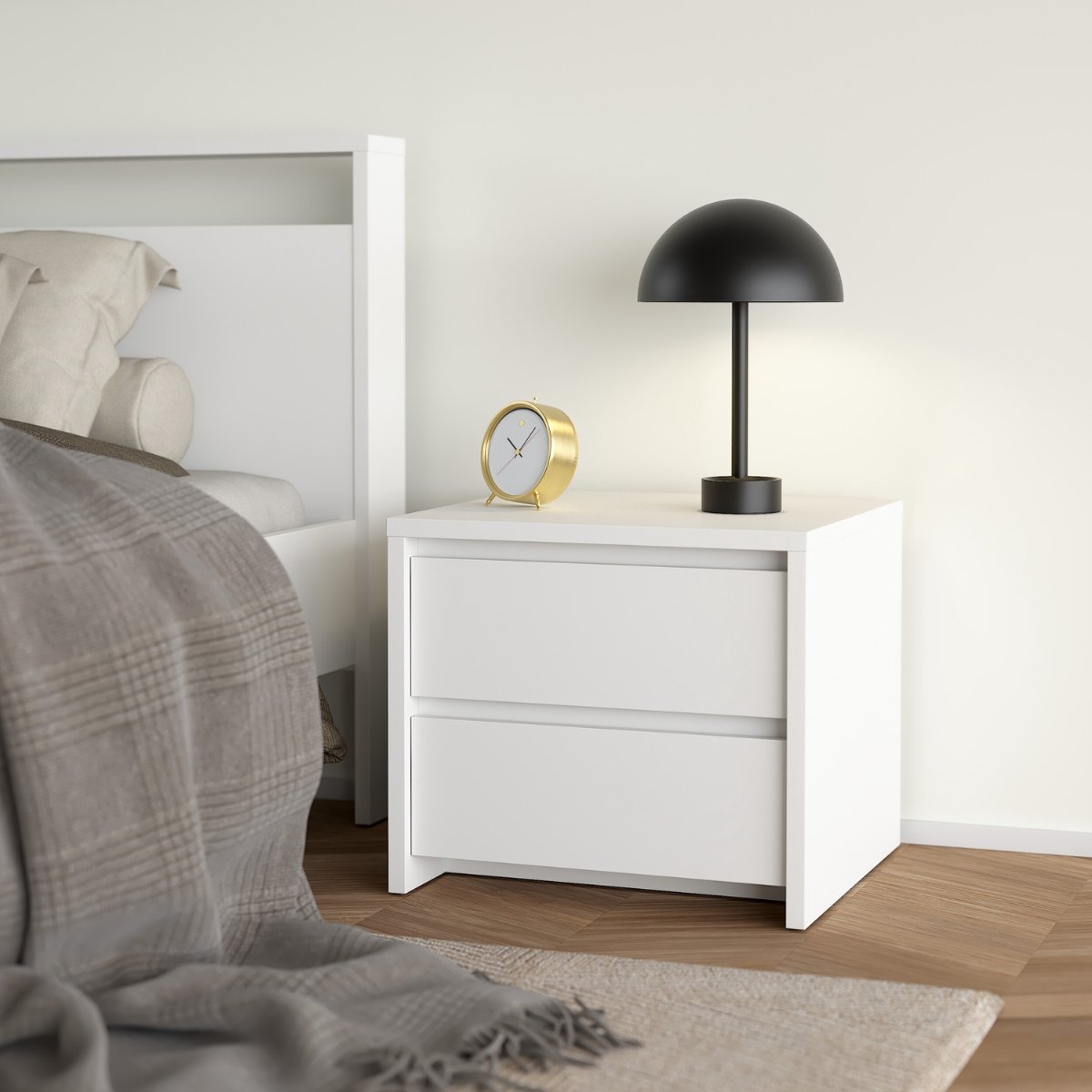 Nachtkastje Next 2 lades Wit - Giga Living