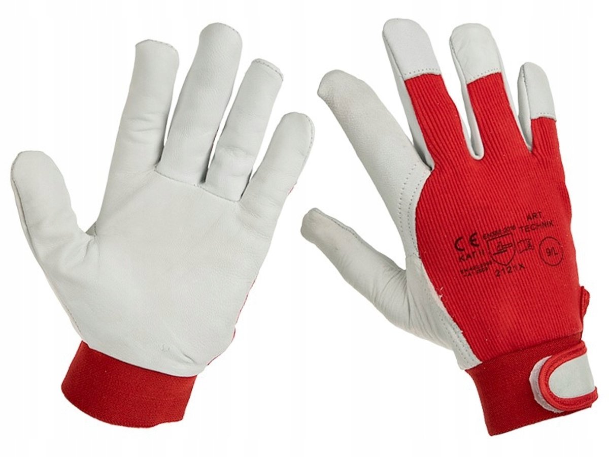 Werkplaats handschoenenschoenen geitenleer, klittenband, maat 10, rood