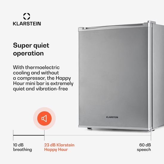 Klarstein Minikoelkast voor kamer, 40L minikoelkast voor drankjes & cosmetica, Kleine minibar, Koelkast klein & stil, Verstelbare schappen, Kleine skincare koelkast 6-15°C van Klarstein — afbeelding 4