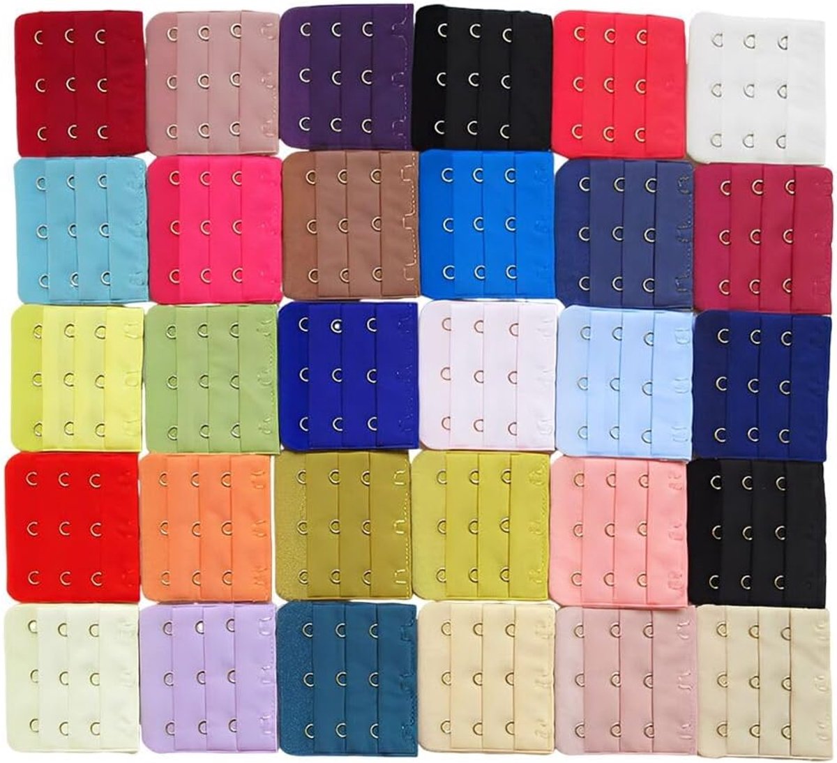 Bra extensies 3 haken 3 rijen - zachte polyester - 30 stuks in gemengde kleuren - ShopVlot