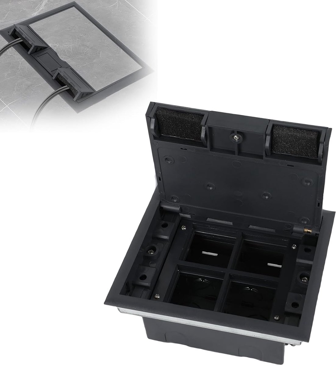 Vloersaansluitdoos 4/6/8-gang - Waterdichte onderbouw - Flush-mounted socket voor 45 x 45 mm modules - ShopVlot