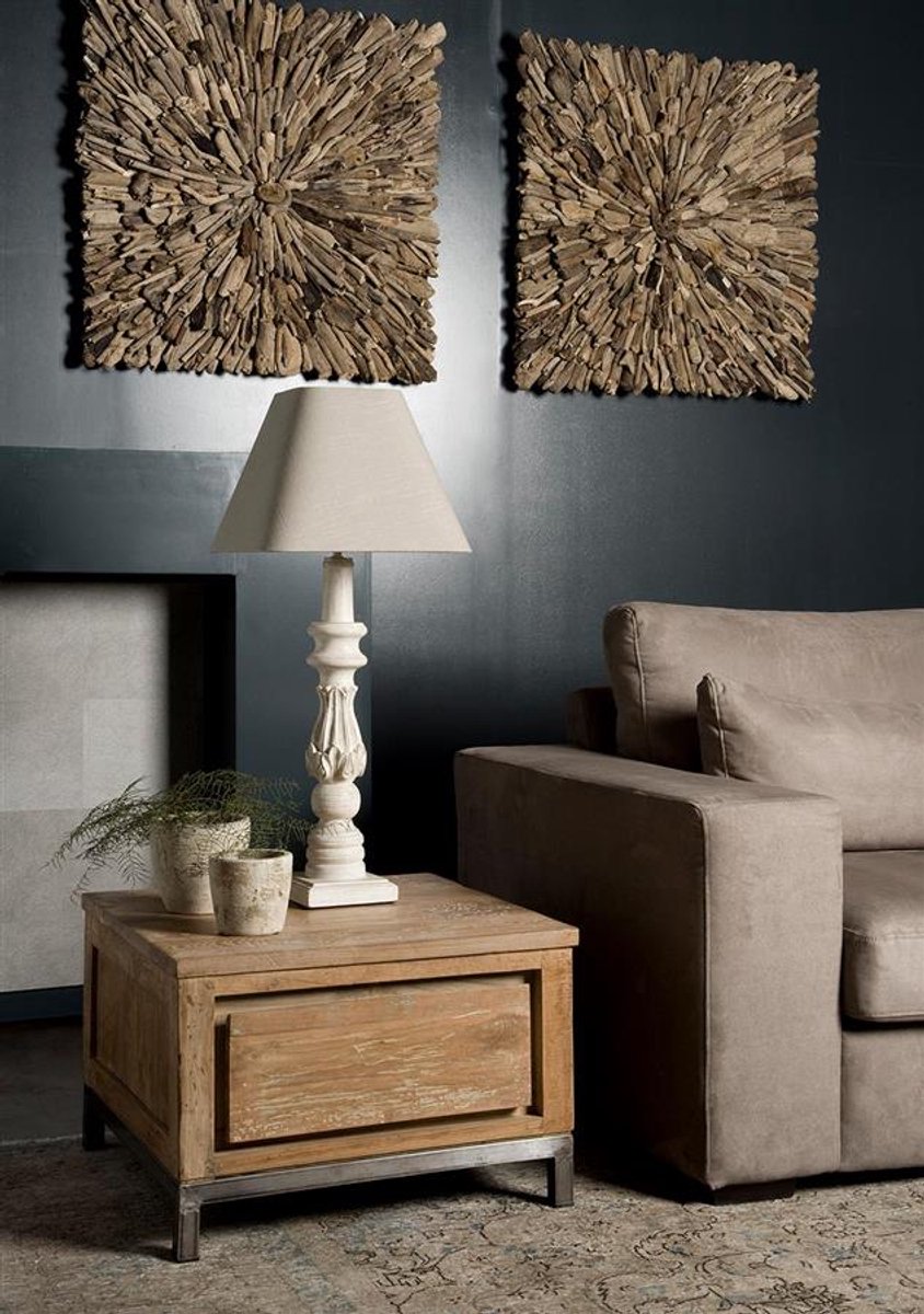 Tower Living Bijzettafel Venetie - Rond Bruin Hout - Incl. Opbergruimte - 64x64x42cm