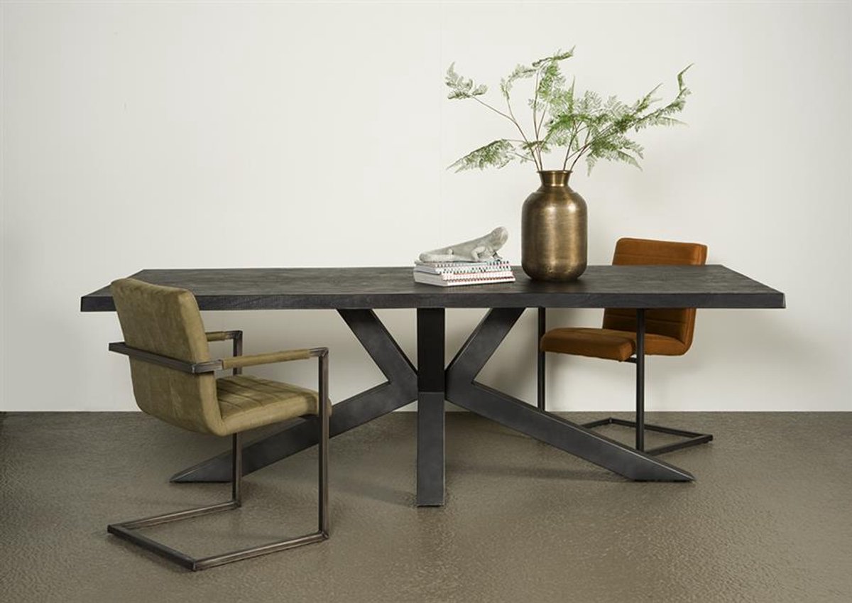 Tower Living Eettafel Sovana - Rechthoek Zwart Hout - 180x90x78cm