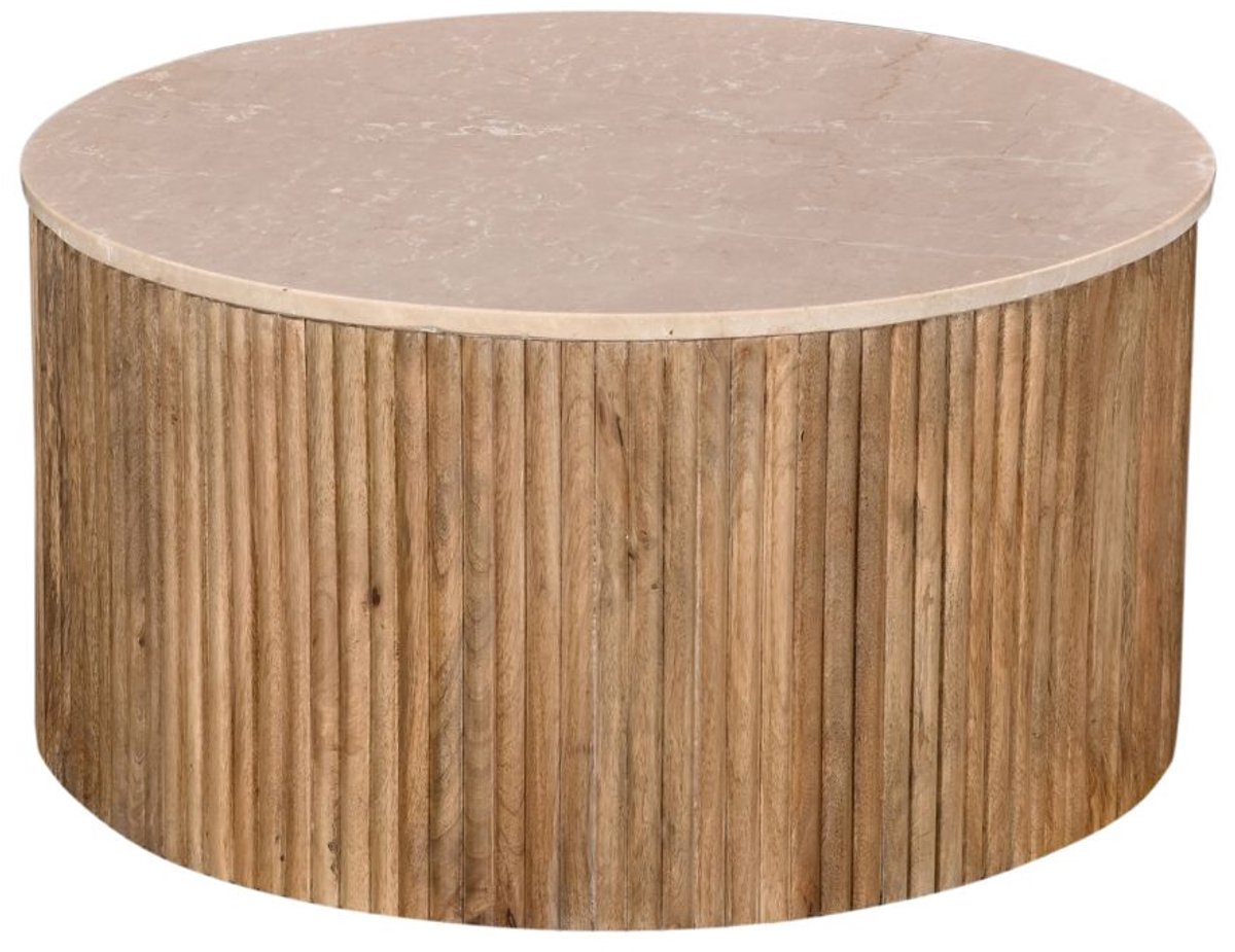 Giga Meubel Salontafel Davi - Rond - Naturel - Marmer - Ø70cm