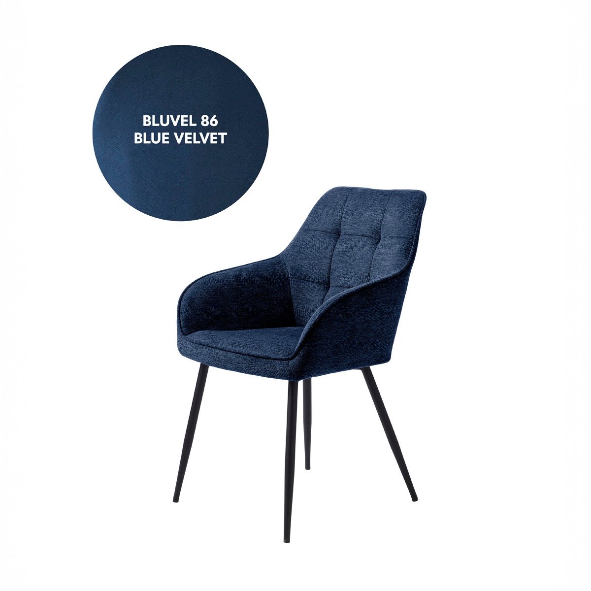 Giga Living Eetkamerstoel Nolan Square - Blauw Velvet - Set van 2