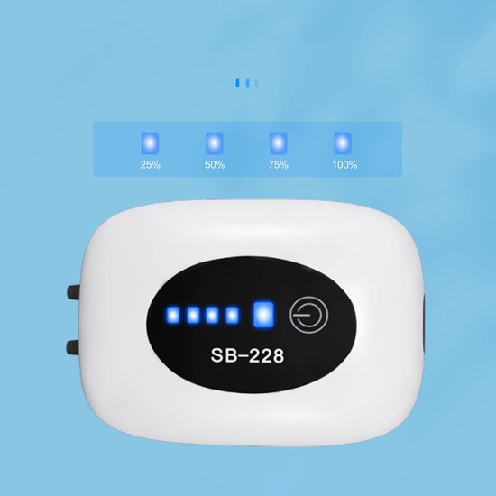 Aquariumluchtpomp - Uitgerust met twee luchtuitgangen - Inclusief luchtsteen, luchtslang en terugslagklep - Luchtpomp - Draagbaar - Geschikt voor aquariums, visverblijven, transport en stroomuitval - USB-interface - SB-228 dubbele uitgang - Wit — afbeelding 2