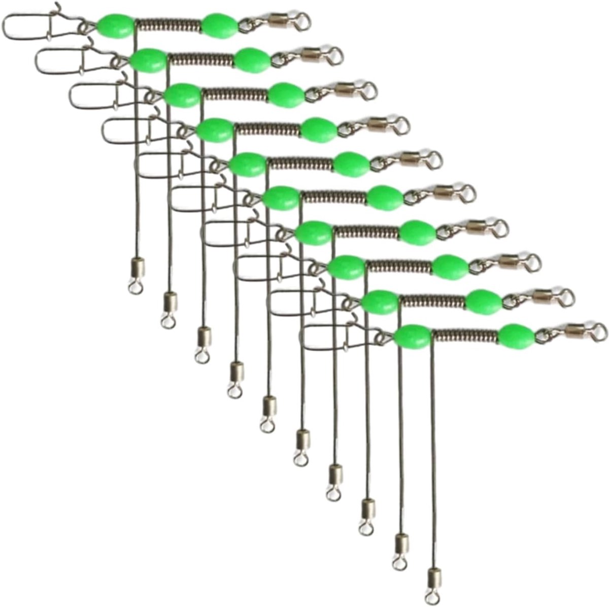 10pcs Stainless Steel 3 Way T Shape Turns With Glow Beaded Fishing Line Connectors For Balanced Rigs Swivels Snaps - ShopVlot