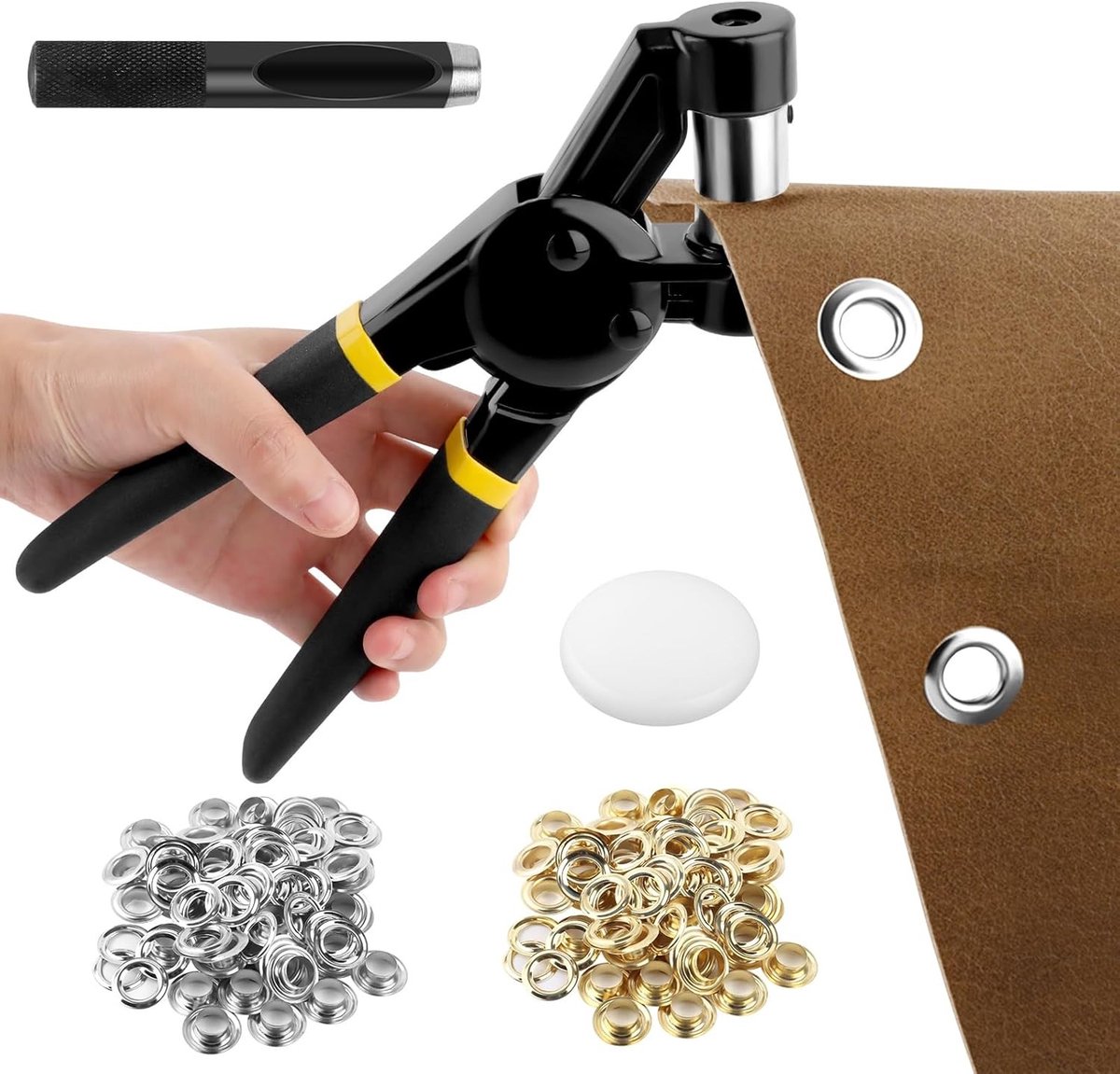 Zeilringen met tang - Zilver - 10 mm - Handmatige Oogjestang Set met 300 Ogen voor Zeildoek en Stof