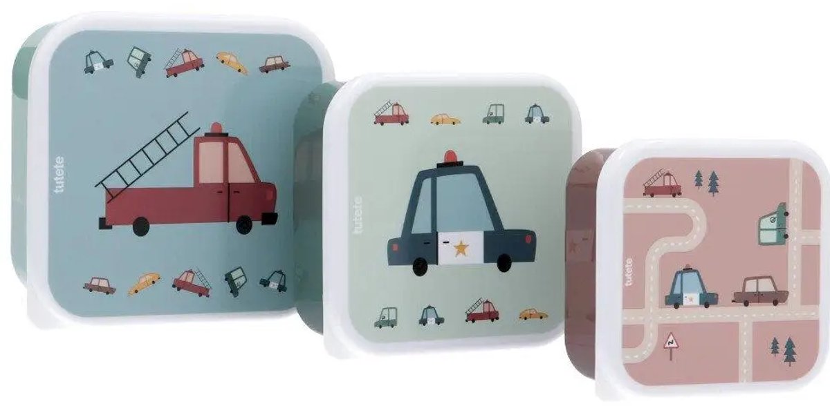 Tutete - snackboxjes set 3 stuks - Vintage auto's