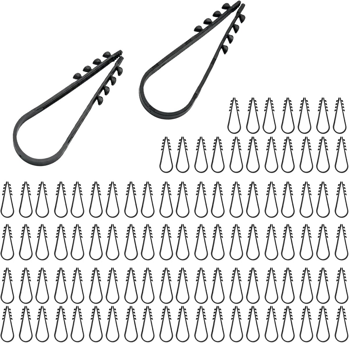 200 stuks kabelklemmen zwart, 3-13 mm U-type steeklus muurmoerclip voor muur, onopvallend kabelbeheer, bureau en - ShopVlot
