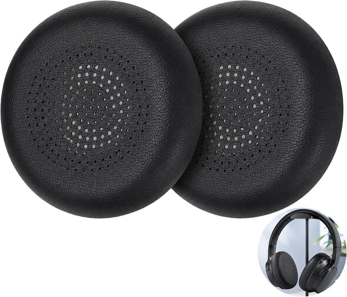 Oorkussens compatibel met Jabra Evolve2 40 SE, vervangende oorkussens, 1 paar van eiwitleer, ronde geperforeerde - ShopVlot