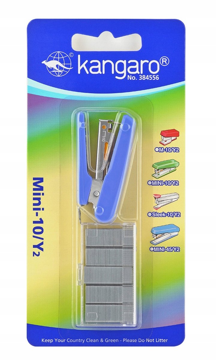 Kangaro Mini-10/Y2 blauwe kantoornietmachine met nietjes
