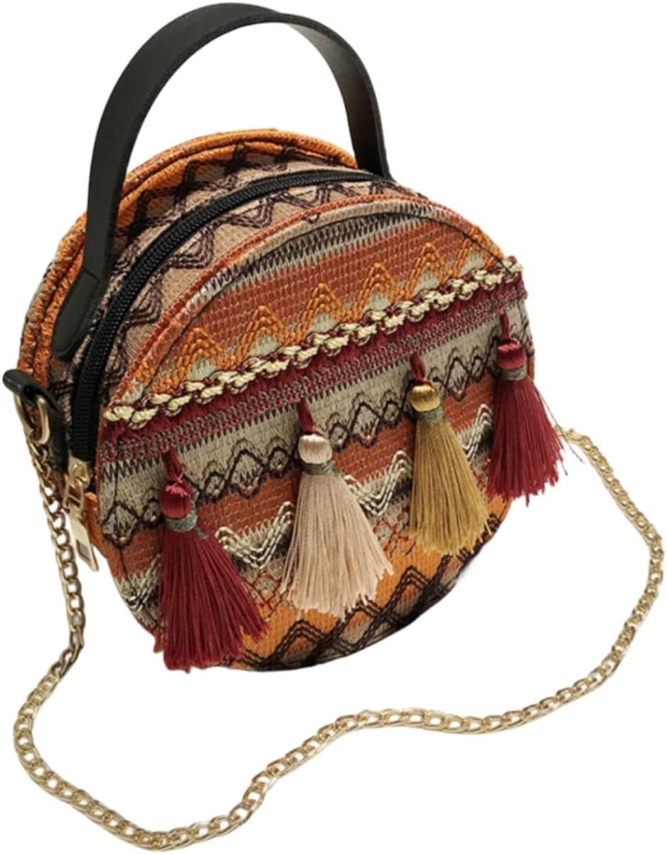 Bohemian Ethnic Crossbody Bags Colorful Tassels Women Bohemian Style Coin Purse Accessories National Wind Woven Bucket - ShopVlot