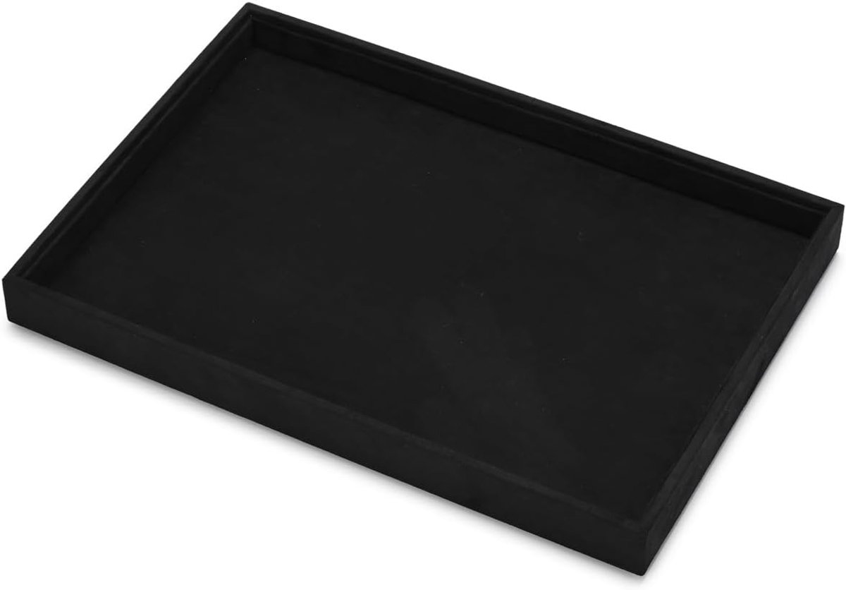 Oirlv Black Microfiber Jewelry Boxes: Flat Drawers for Necklace, Bracelet, Earring, Ring, Watch Organization - ShopVlot