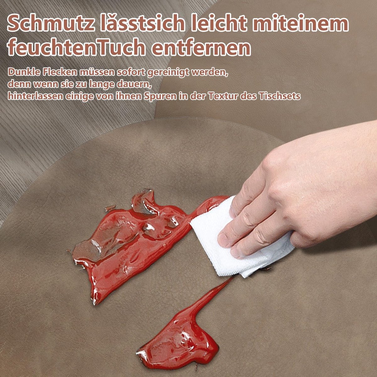 HELI MIAO Set of 6 Faux Leather Placemats, Washable and Waterproof, Placemats Leather Look with Coasters, Table - ShopVlot