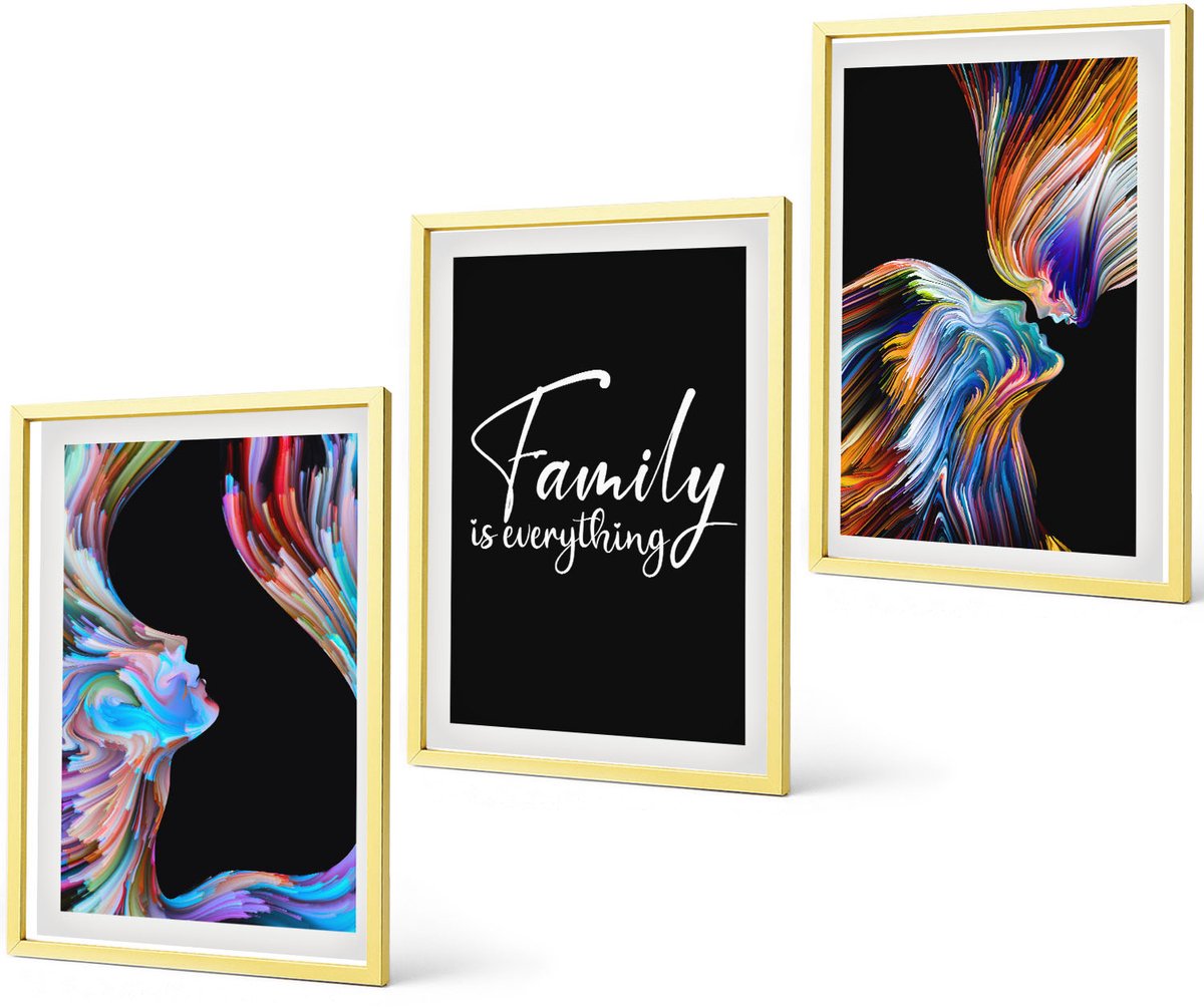 Coloray 3-Delige Schilderij Set - Minimalistisch Boho-Schilderij Van Steenstapels - 40 x 60 cm - Decoratieve Schilderijen - Woonkamer - Interieur - Interieur Decoratie