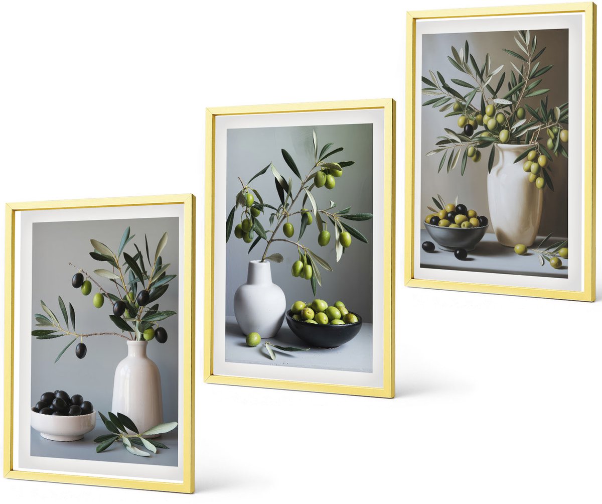 Coloray 3-Delige Schilderij Set - Minimalistische Esthetiek, Boho-Illustraties - 40 x 40 cm En 40 x 60 cm - Decoratieve Schilderijen - Wanddecoratie - Hal - Stijlvolle Muurdecoratie