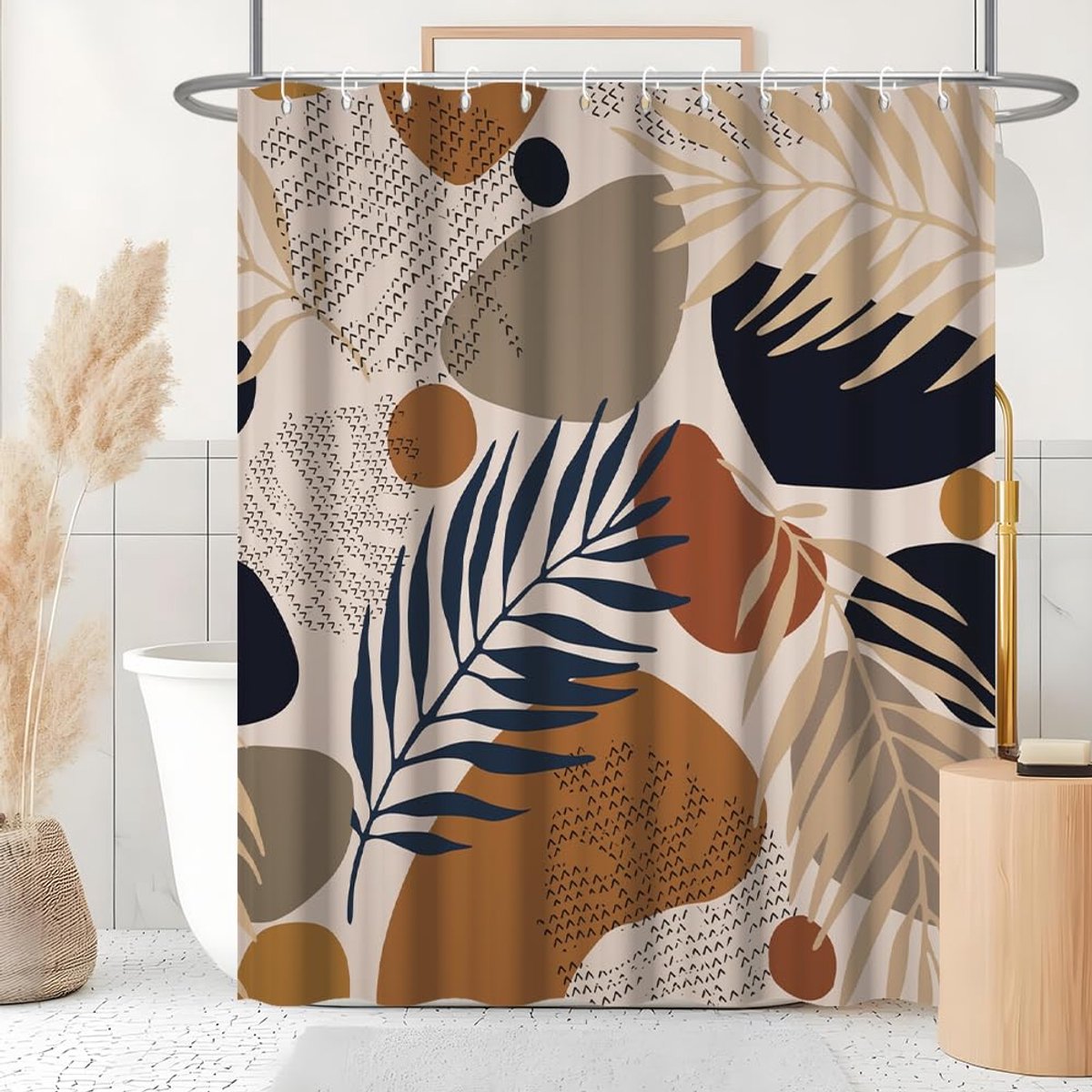Douchegordijn 180 x 200 cm - abstracte kunst boho-stijl - anti-schimmel waterdicht - wasbaar polyester - ShopVlot