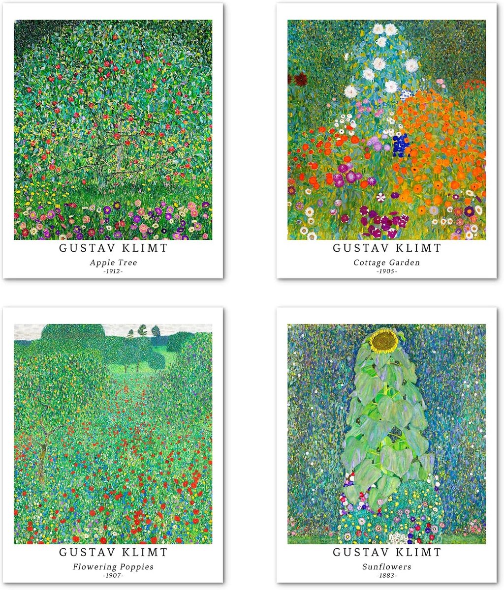 Wall Art Not Framed Prints Giclee Art Paper Set of 4, 8x10 inch Flower Artwork, Kitchen Decoration Abstract Green - ShopVlot