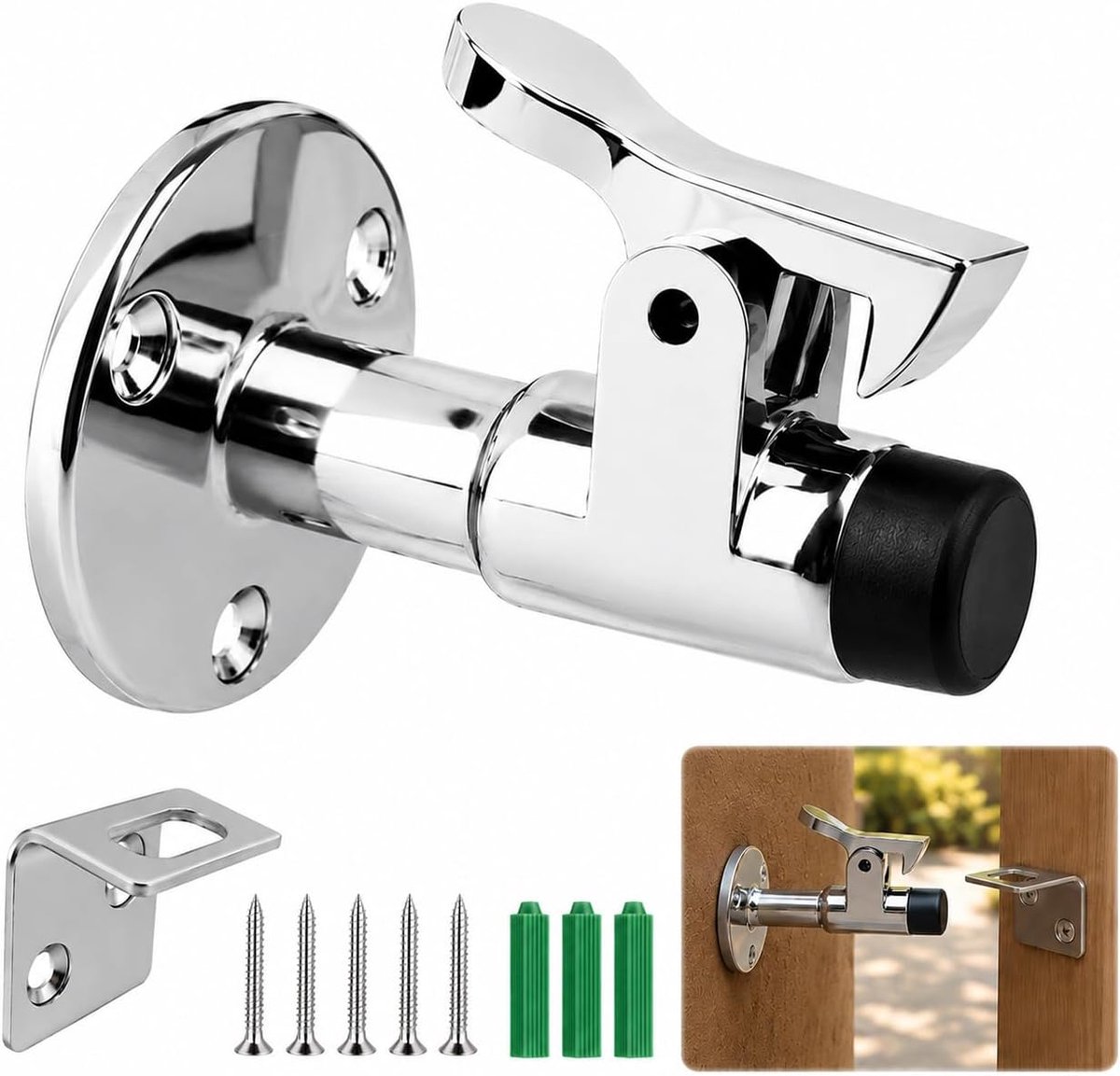 Deurstopper muur, robuuste deurstopper voor buiten, met rubberen buffer en - ShopVlot