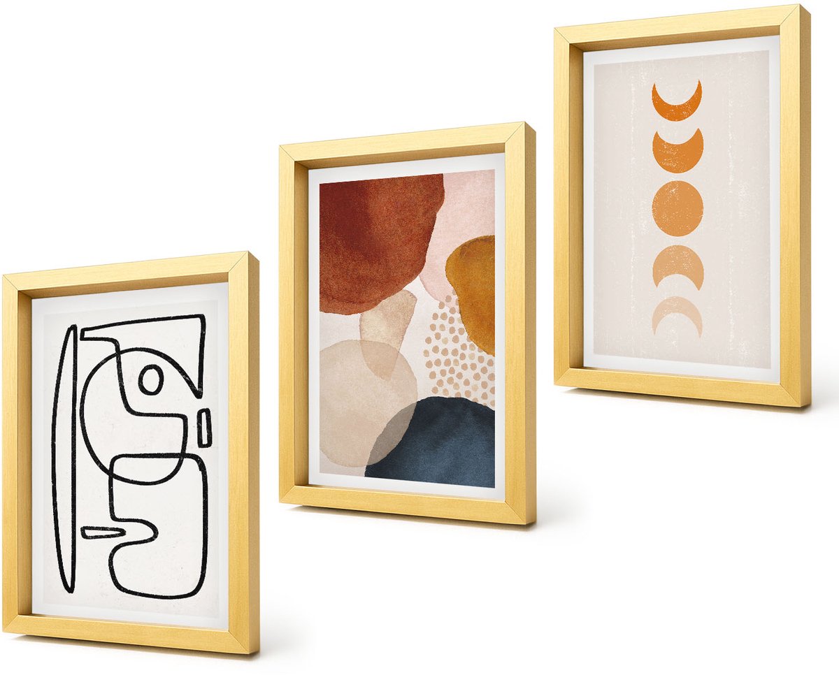Coloray 4-Delige Schilderij Set - Abstracte vormen en kleuren, modieuze decoraties - 20 x 30 cm - Moderne Wanddecoratie - Woonkamer