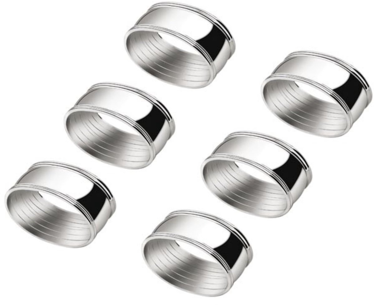 Famanu – Set van 6 ovalen stoffen servetringen, verzilverd, 5,5 x 4,2 cm, elegant voor tafelsetting