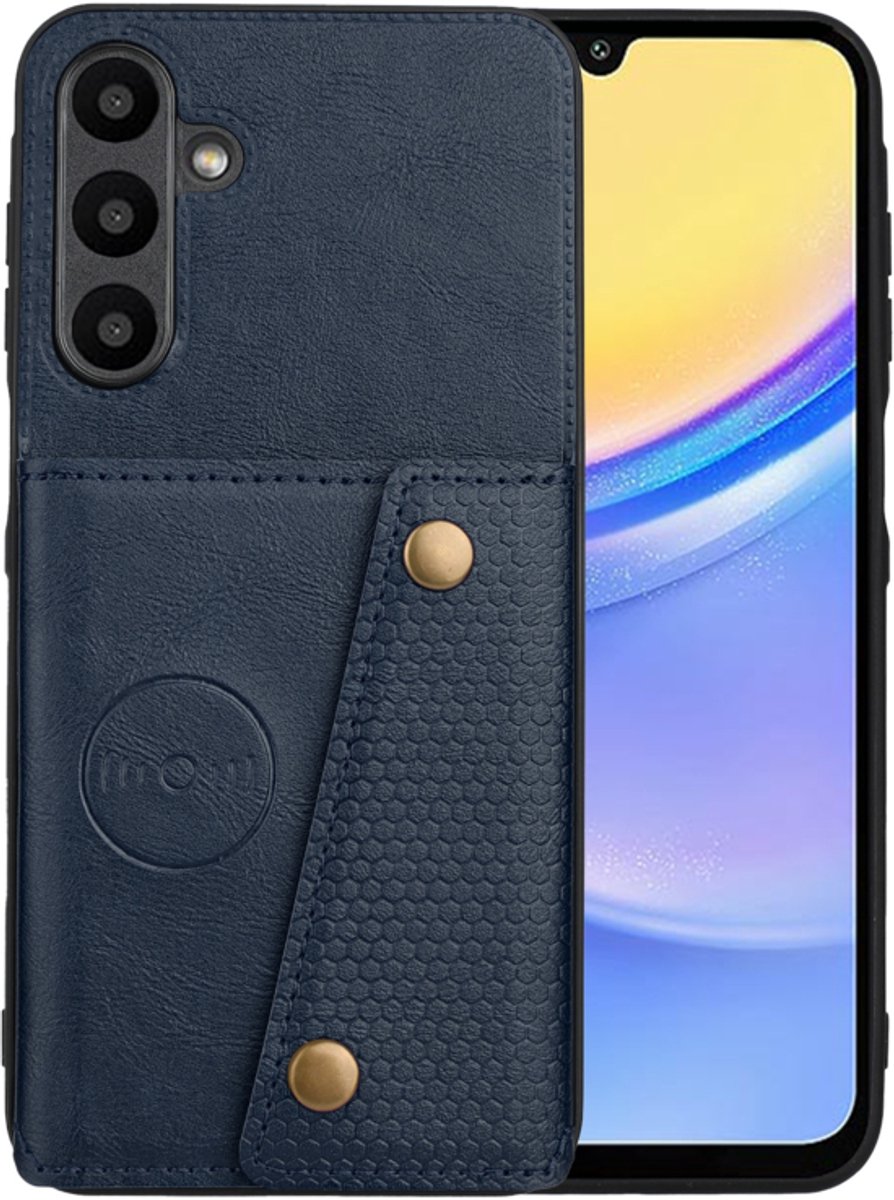 PU Bescherm-Hoes Cover met 4 Pas-vak geschikt voor Samsung Galaxy A27 - Blauw