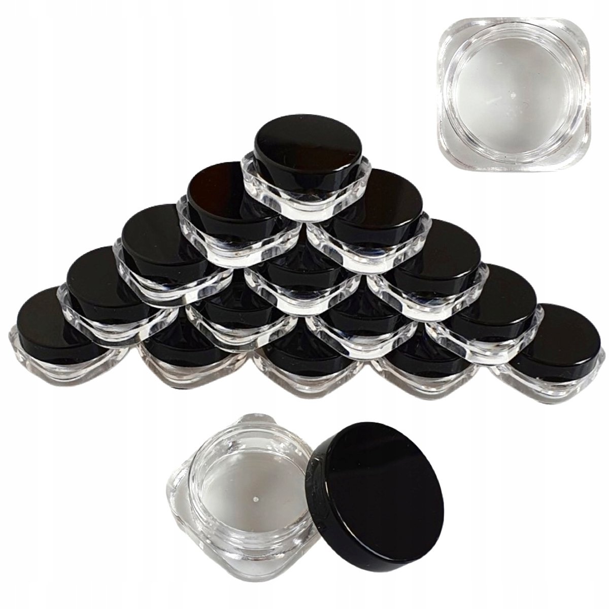 100x Potjes Crème 3ml Vierkant - Ideaal voor Cosmetica en Nail Art
