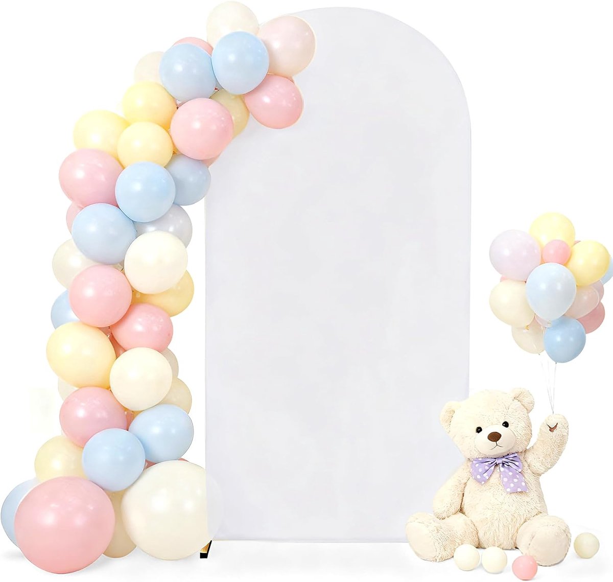 Bridal Arch Cover for Metal Arch Stand, Round Arch Background Cover for Wedding Birthday Party Decorations (White - ShopVlot