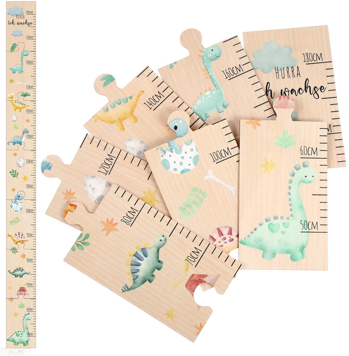 Otuuz Kinderwandkaart hoogte meetgrafiek houten liniaal geboortecadeau groei geschikt voor jongens, 50-180 cm - ShopVlot