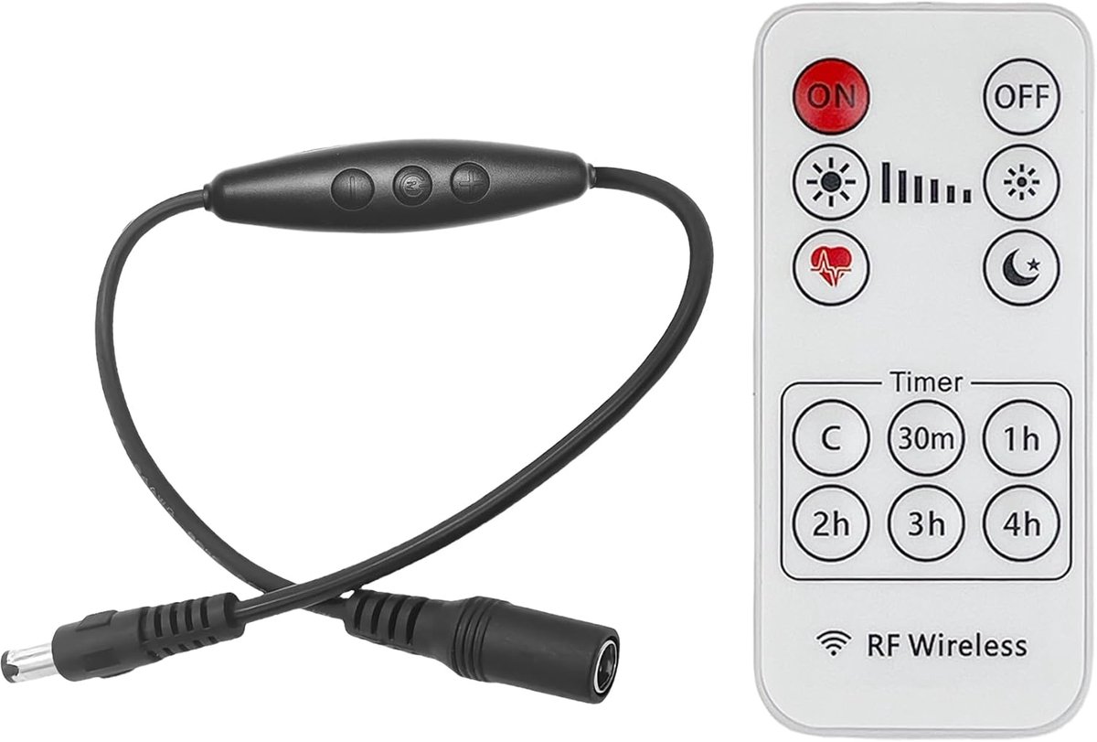 Clearhill DC Dimmer Schakelaar met 5521 Man-Vrouw Connector, Afstandsbediening, 6-snelheidsdimming, AAN-UIT functie - ShopVlot