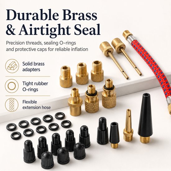Ventiel Adapter Set Fiets - 38 Delige Ventielset - Fiets Ventiel Verloopstukken - Balnaalden & Pomp Adapters - Universele Fietsaccessoires — afbeelding 4