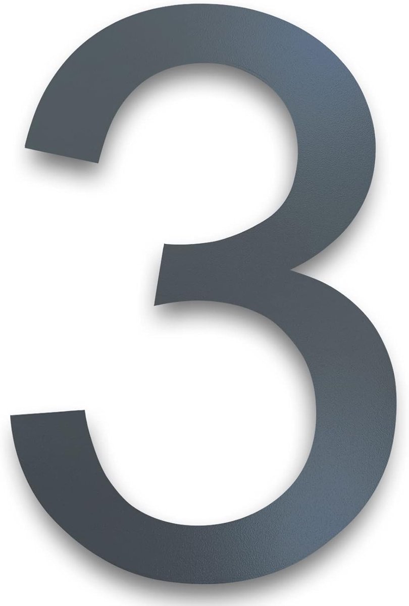 House number stainless steel Height: 20 cm, modern Outside House number plate RAL 7016 anthracite, 2 mm thick, metal - ShopVlot