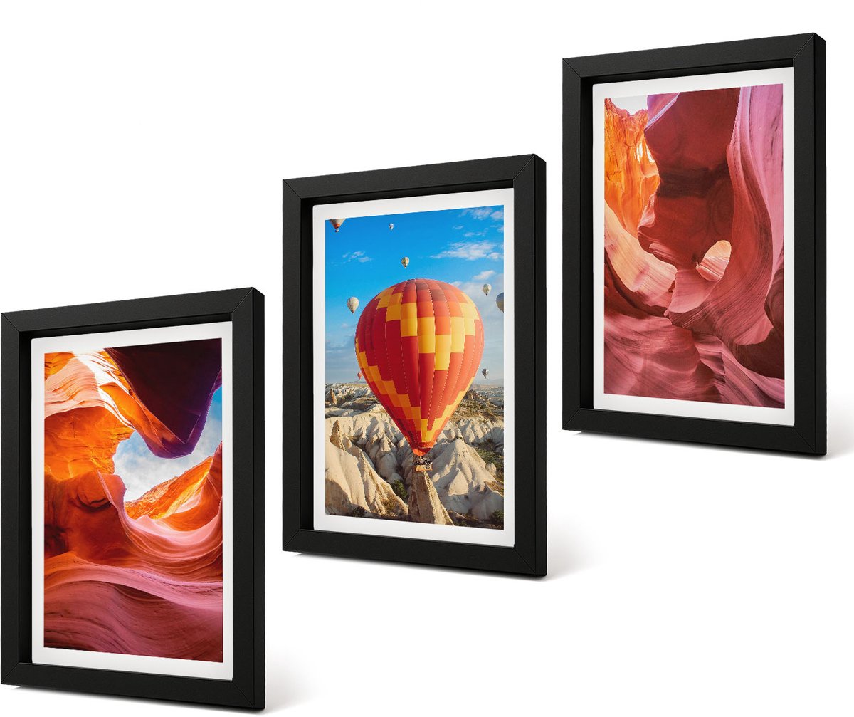 Coloray 4-Delige Schilderij Set - Woestijnklooflandschappen en ballonvaart - 20 x 30 cm - Wanddecoratie - Moderne Interieurdecoratie - Decoratieve Schilderijen