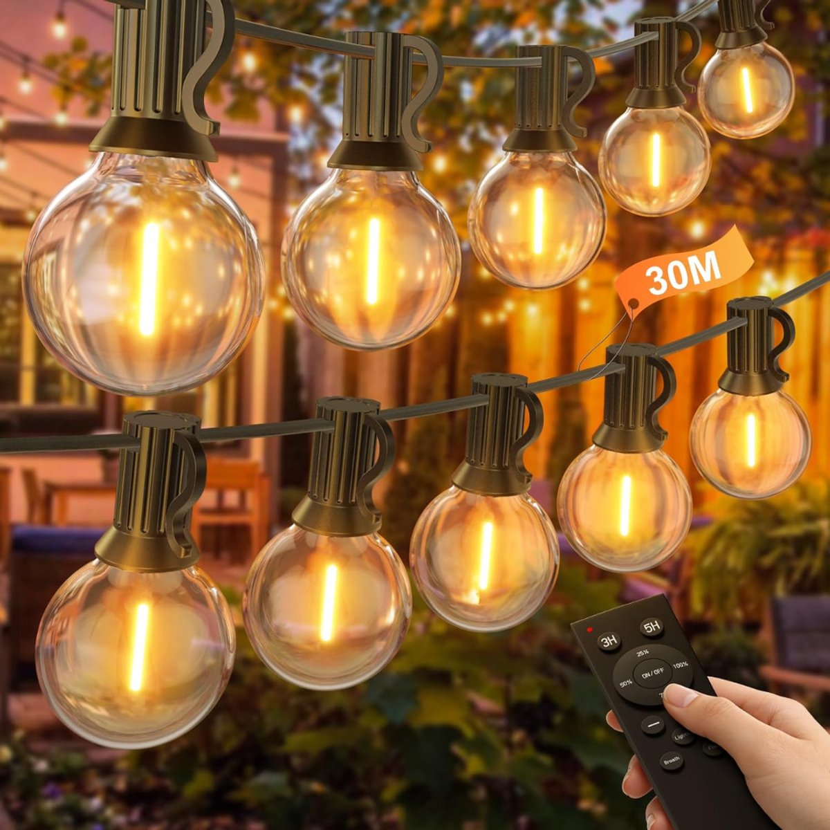 DYVNS® Tuinlampjes Slingerbuitenlichtsnoer - Tuinverlichting Buiten - Lichtslinger LED - Lichtketting - Waterdicht - 30m