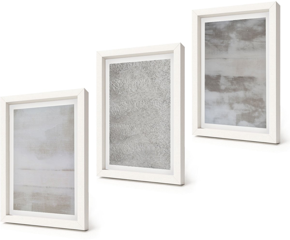 Coloray 3-Delige Schilderij Set - Moderne textuurstructuren in een minimalistische stijl. - 20x30 - Wanddecoratie - Muurdecoratie - Moderne Interieurdecoratie - Moderne Wanddecoratie