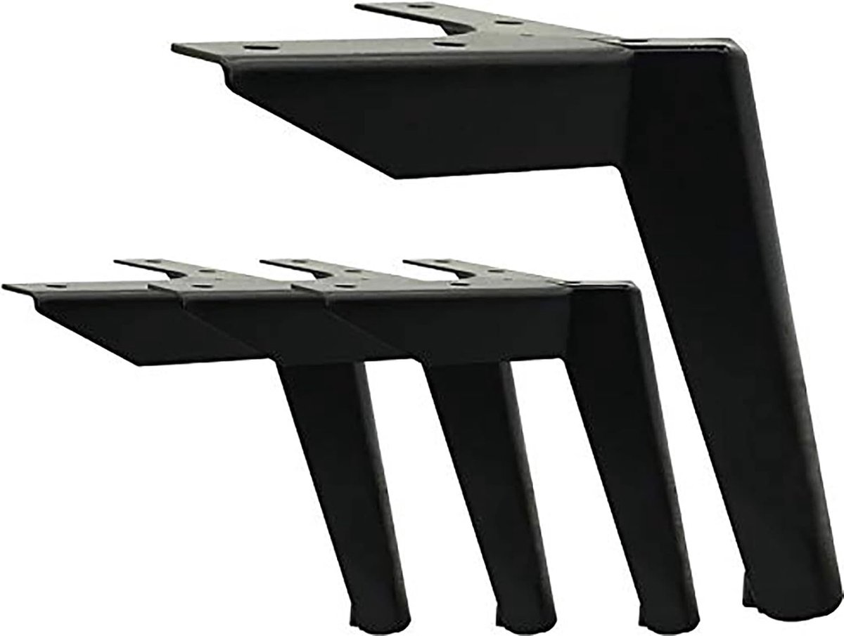 Set van 4 Meubelpoten - Zwarte Metalen Kastpoten 12 cm - DIY Onderstellen voor Tafels en Kasten - Geschikt voor Stoelen Kasten en Banken - Universele Meubelverhogers