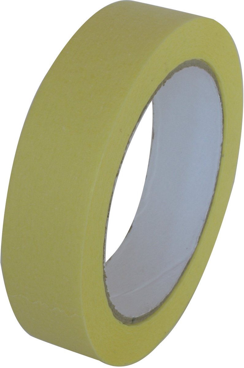 Afplaktape borden 25mm x 36m papier geel - 36 rollen