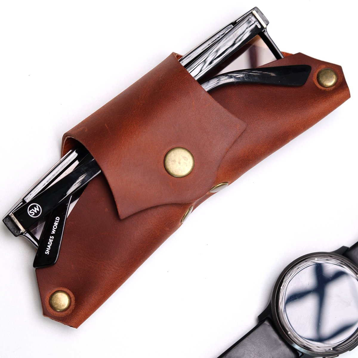 Wildcraft Leren Brillenkoker - Bruin - Handgemaakt